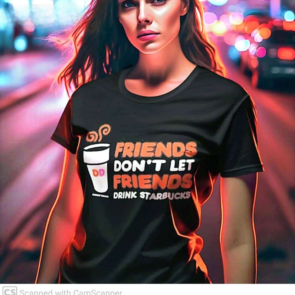 "FRIENDS DON'T LET FRIENDS DRINK STARBUCKS"T-SHIRT 100% COTTON- UNISEX-BRAND NEW